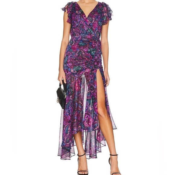 REVOLVE X MISA Los Angeles Colette Midi Dress in Flora Electric MEDIUM new w tag - Picture 2 of 10